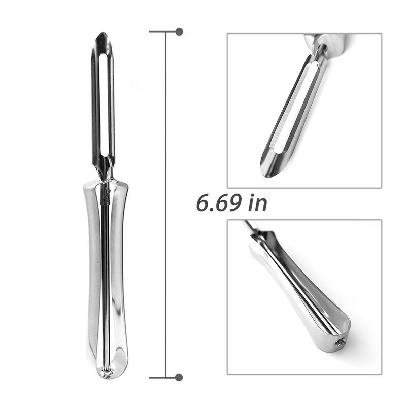 Lechay Vegetable Peeler, Stainless Steel Rotary Peeler for Potatoes Carrots Apples Pears (Set of 3) By Lechay - Image 2
